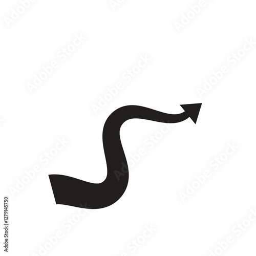 Black Curved Arrows isolated on white background or transparent background Vector illustration editable icons