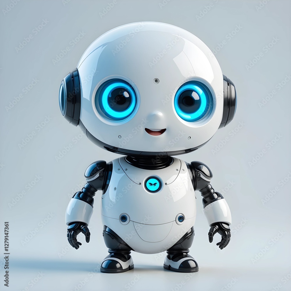 Cute Futuristic Robot – Adorable AI Bot with Big Blue Eyes Cute Futuristic Robot – Adorable AI Bot with Big Blue Eyes