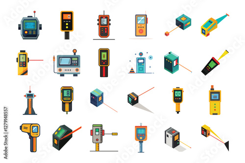 Bandle Laser and Ultrasonic Measuring Devices Vector Illustration
