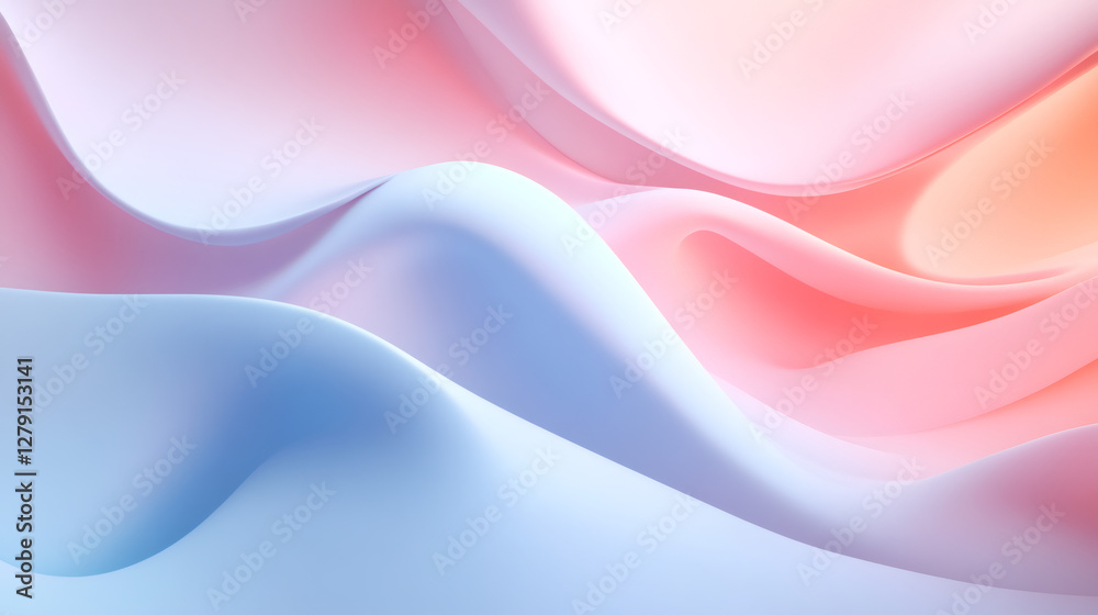 Fototapeta premium Soft pastel waves blending seamlessly, forming ethereal abstract pattern with fluid color transitions and artistic texture