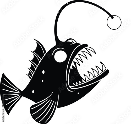 Anglerfish light Silhouette, Vector Design, Anglerfish  Icon