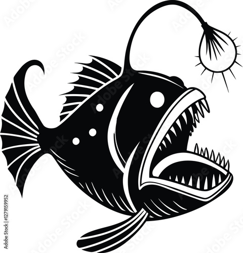 Anglerfish light Silhouette, Vector Design, Anglerfish  Icon photo