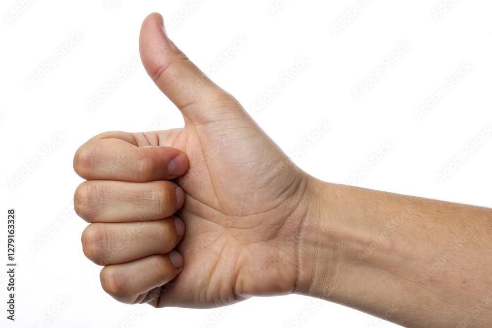 Thumbs-Up Hand Gesture on White Background Thumbs-Up Hand Gesture on White Background