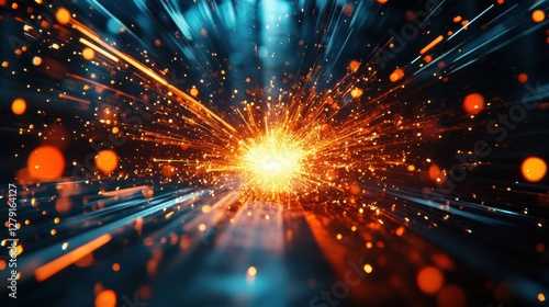 Brilliant Sparkling Explosion with Dynamic Light and Particles