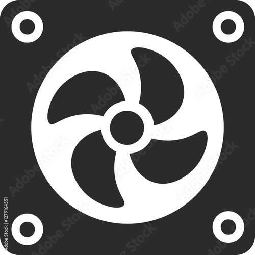 detailed exhaust fan icon with fixing nuts in dark grey color and clear background, editable vector illustration
