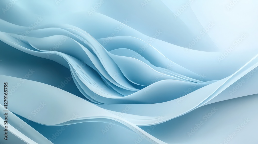 Obraz premium Elegant Soft Blue Abstract Background with Flowing Wavy Lines Design
