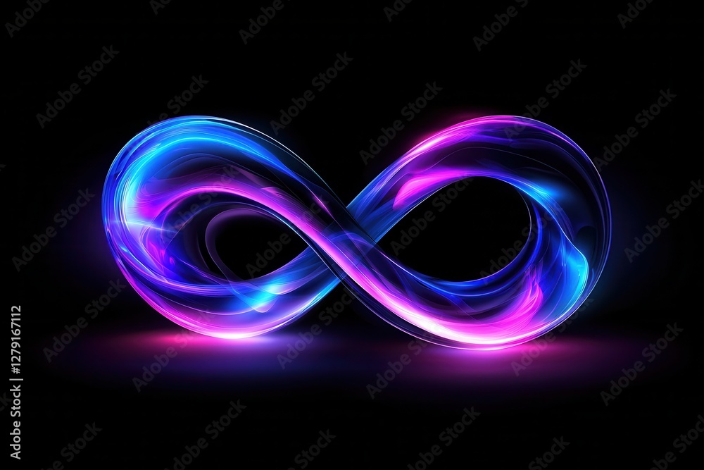 A vibrant, glowing infinity symbol in blue and pink hues against a black background, representing endless possibilities and continuity. A vibrant, glowing infinity symbol in blue and pink hues against a black background, representing endless possibilities and continuity.