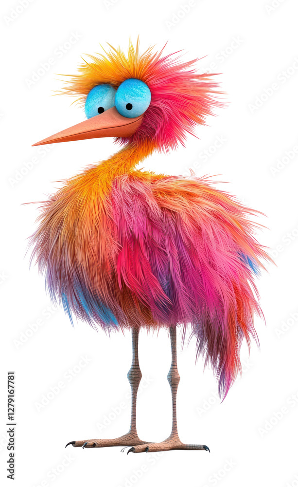 Fototapeta premium PNG Furry crane illustration colors bird.