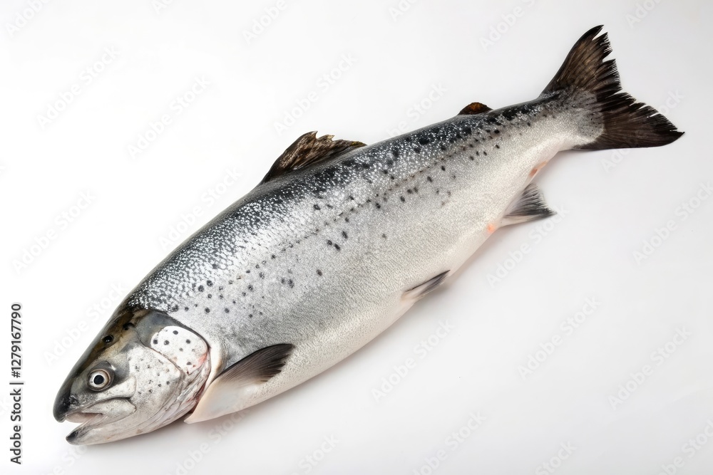 Fresh Atlantic Salmon Fish on White Background Fresh Atlantic Salmon Fish on White Background