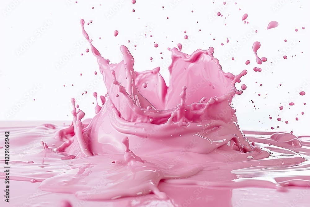 Pink milk splash isolated on white background. Neural network AI generated Pink milk splash isolated on white background. Neural network AI generated