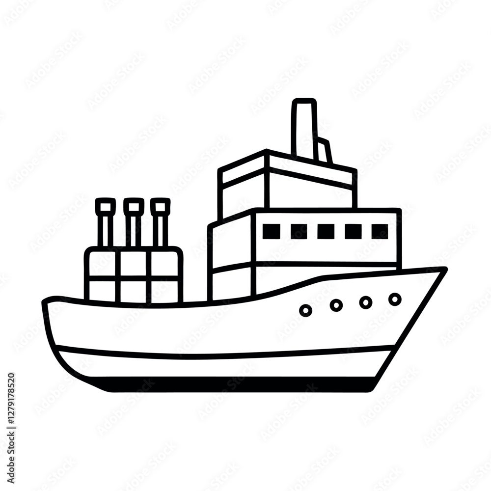 Elegant Cargo Ship Outline Graphic for Marketing Elegant Cargo Ship Outline Graphic for Marketing