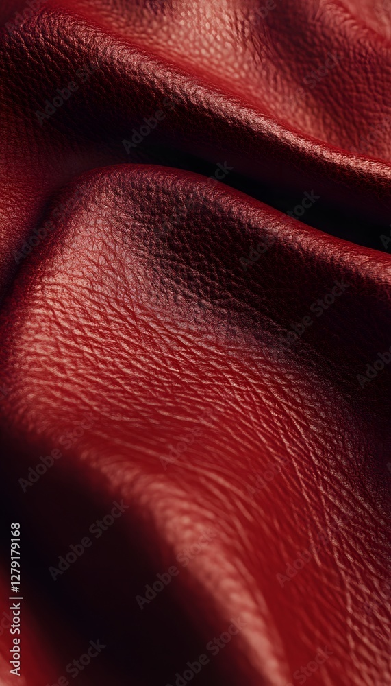 Close up of red leather with distinct texture details Close up of red leather with distinct texture details
