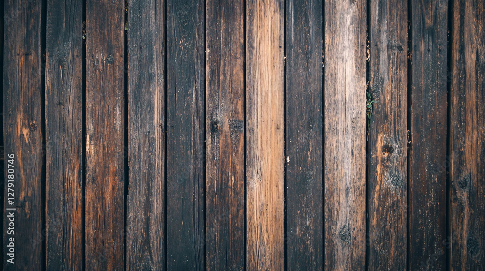 Fototapeta premium Vertical wooden planks creating a textured brown and dark surface