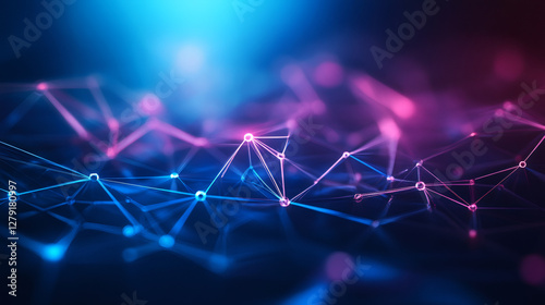 Plexus network creating connections with glowing dots and lines, resembling a futuristic digital landscape