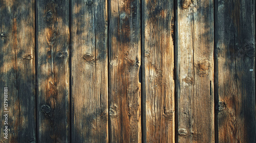 Weathered Wooden Planks Illustrate Beautifully Aged Vertical Texture