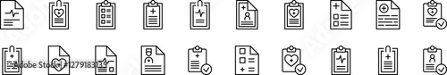 Doctor Prescription Outline Simple Linear Image Collection. Editable Stroke. Perfect for Web Sites, Books, Cards, Apps