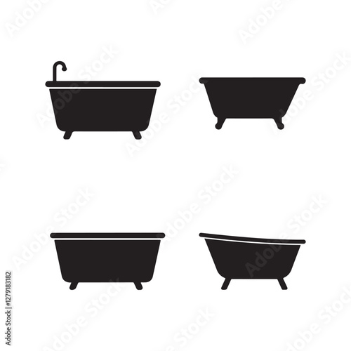 bathtub icon set stylish vector silhouettes for bathroom decor and spa design illustrations