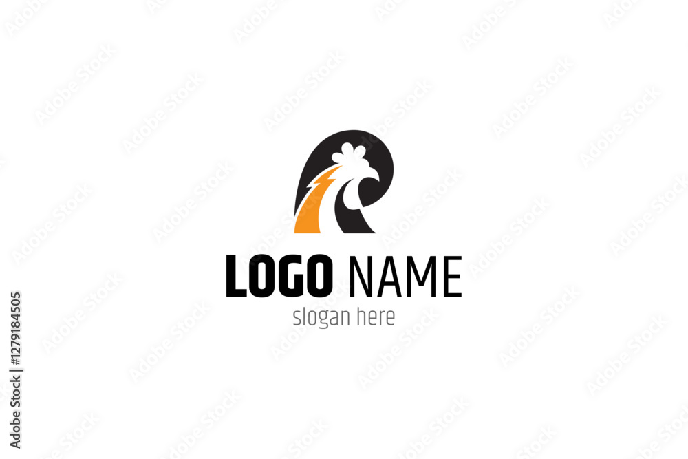 R letter logo with Rooster combination in flat design style R letter logo with Rooster combination in flat design style