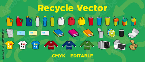 Colorful Recycle Vector Design with Recycling Classification Elements