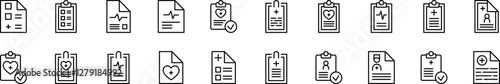 Doctor Prescription Set of Thin Icons. Editable Stroke. Perfect for Web Sites, Books, Cards, Apps