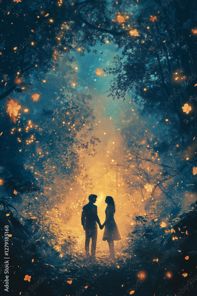 Fototapeta premium Enchanted Forest Love Glow Mystic Romance