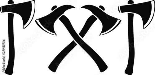Wood axe silhouette vector illustration on white background. axe logo