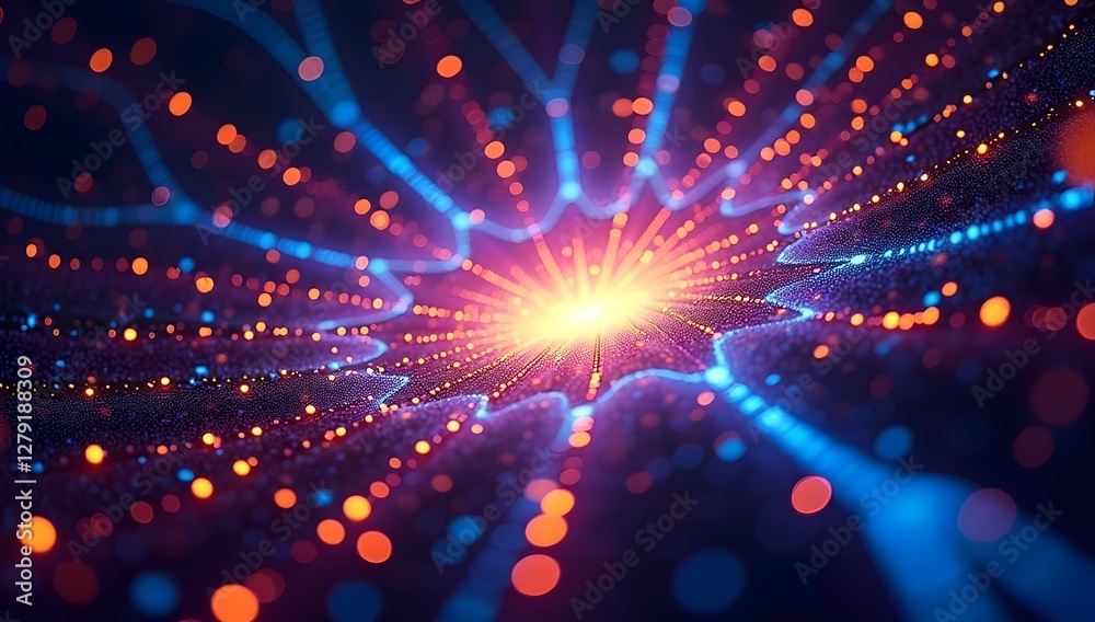 Obraz premium Cosmic Explosion: Vibrant Energy Burst and Radiant Light Rays in Deep Space