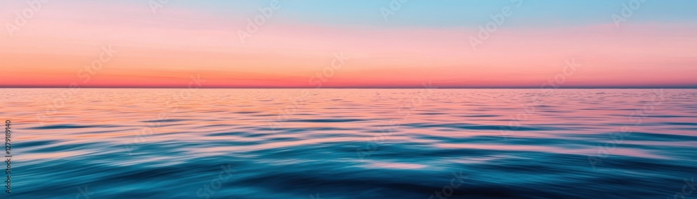 Obraz premium Serene Ocean Sunset with Soft Waves and Vibrant Colors Reflecting on Calm Water Surface