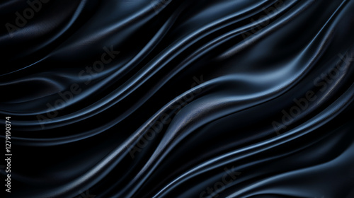 Wallpaper Mural Sleek black fabric with smooth, flowing waves creates elegant texture. dark tones and soft curves evoke sense of luxury and sophistication Torontodigital.ca