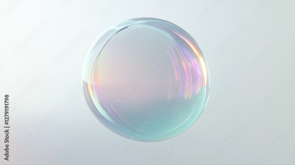 A single soap bubble floating in the air, reflecting soft rainbow colors A single soap bubble floating in the air, reflecting soft rainbow colors