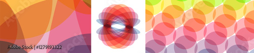 Abstract background with translucent overlapping coloured shapes. Modern design. Set of spheres. 3d vector illustration for brochure, banner, cover, card, flyer or presentation.