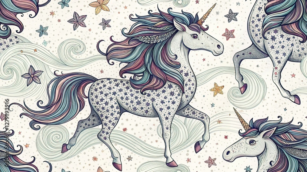 Fantasy Unicorn Repeating Pattern Portrait Photography Fantasy Unicorn Repeating Pattern Portrait Photography