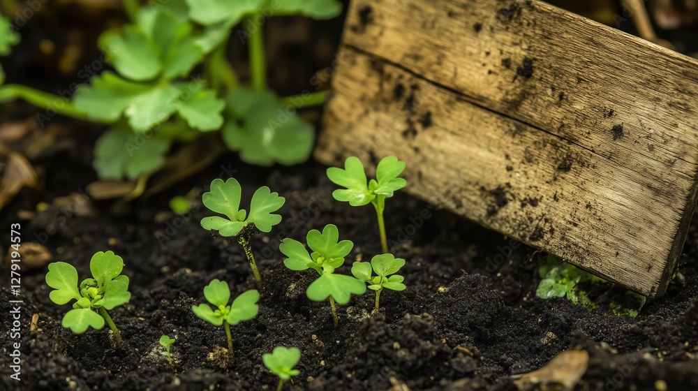 Natural setting for growing fresh herbs a home gardening concept Natural setting for growing fresh herbs a home gardening concept