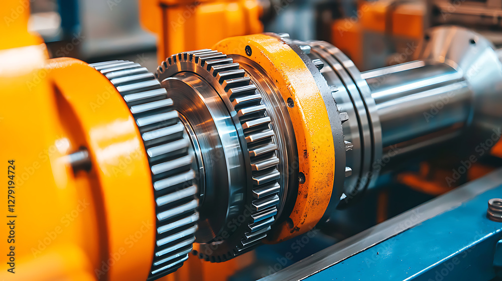 Obraz premium Precision metal lathe engineering car engine parts at industrial facility machinery workshop high detail technological innovation