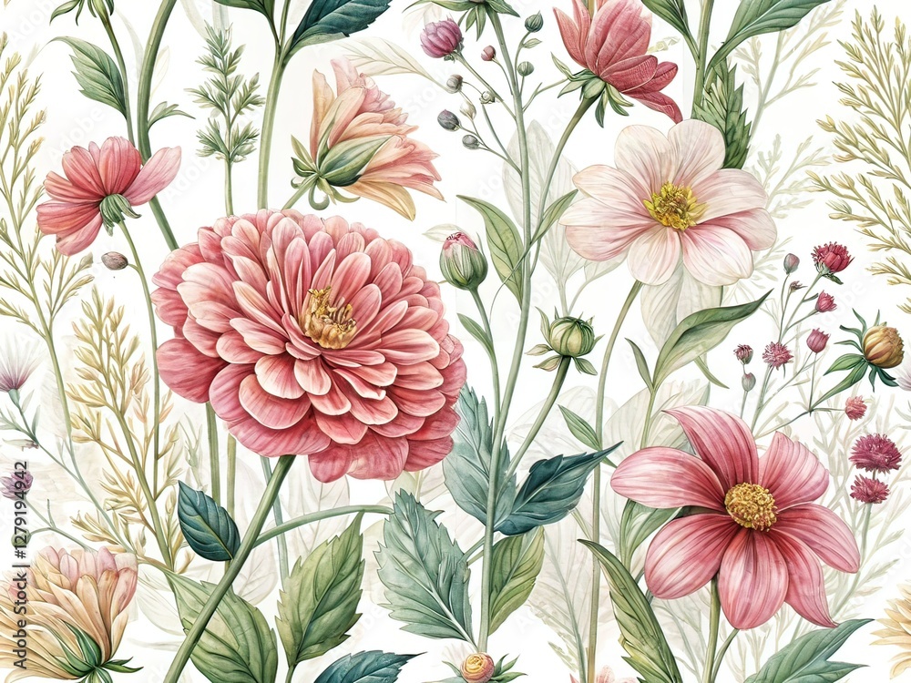 Fototapeta premium Fresh Flower Garden - Delicate Textures, Food Photography Style