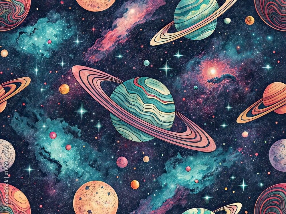 Naklejka premium Futuristic Space Age Abstract Shapes Night Photography