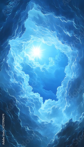 Wallpaper Mural Bright sunlight shines through a cloudscape of swirling blue Torontodigital.ca