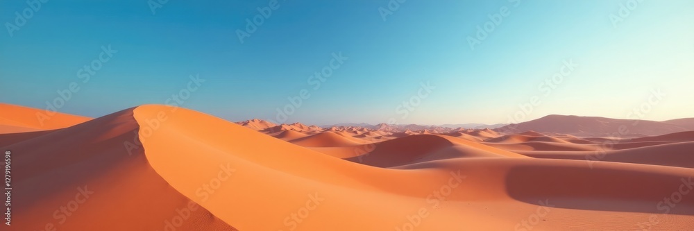 Naklejka premium Softly glowing dunes amidst vast expanse of blue, vast