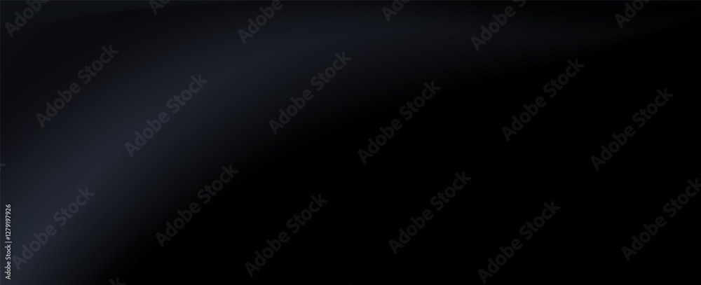 Black dark gray blue abstract elegant background. Drapery. Curtain. Fabric material. Soft folds. Wave stripe line. Gradient. Empty space. Design. Template. eps 10