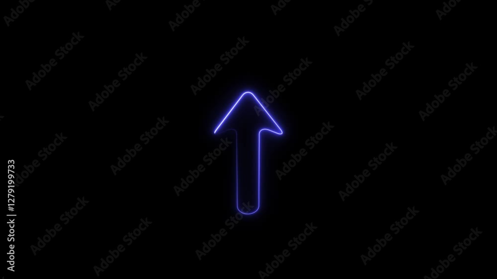 Glowing neon up Directional arrow icon animation. Neon arrow symbol icon. Directional sign arrow points to the up, Abstract directional neon arrow icon animation on black background. Glowing neon up Directional arrow icon animation. Neon arrow symbol icon. Directional sign arrow points to the up, Abstract directional neon arrow icon animation on black background.