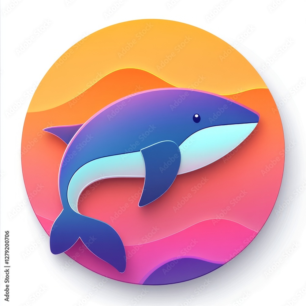 Obraz premium Whimsical Papercut Whale Illustration