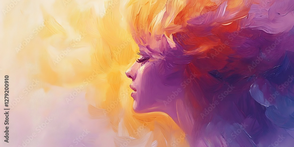 Obraz premium Abstract Female Portrait, Soft Colors, Dreamy