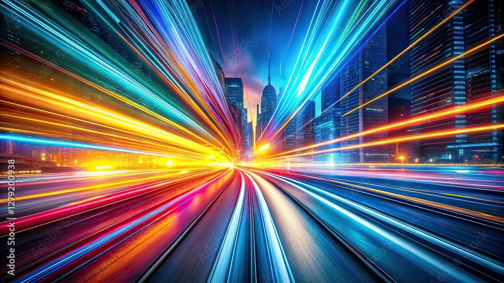 High-Speed Data Transfer, Glowing Light Trails, Documentary Photography, AI Art High-Speed Data Transfer, Glowing Light Trails, Documentary Photography, AI Art