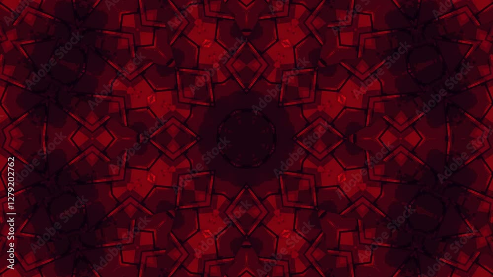 Vibrant kaleidoscopic pattern with warm hues of yellow and red, creating a dynamic visual effect