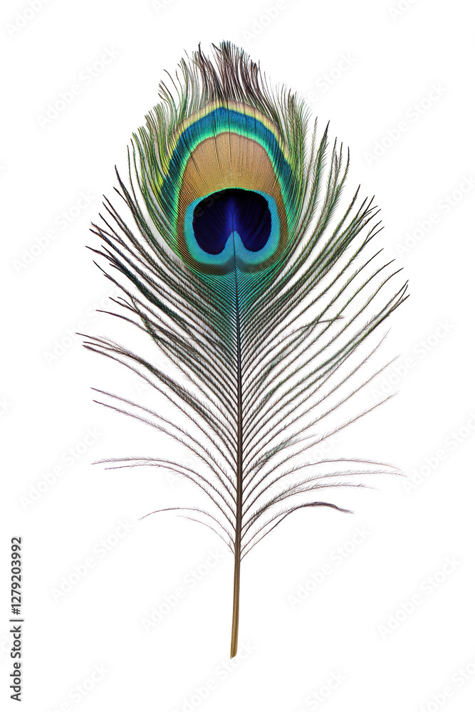 Obraz premium Isolated Vibrant Peacock Feather