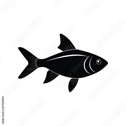 Ember Tetra Silhouette Vector Art and Black Color Design for Ember Tetra Fish