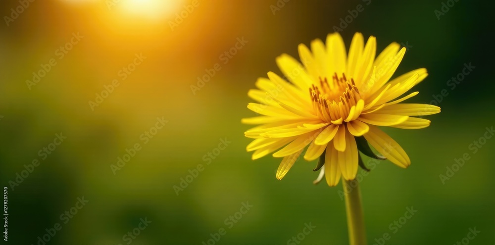 Obraz premium Softly glowing yellow petals in the evening light, gentle, dandelion