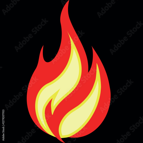 illustration of flames of three colored spurts of flame on a black background