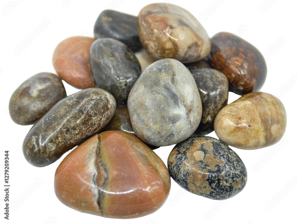 Isolated Collection of Smooth Polished Rocks and Pebbles Isolated Collection of Smooth Polished Rocks and Pebbles