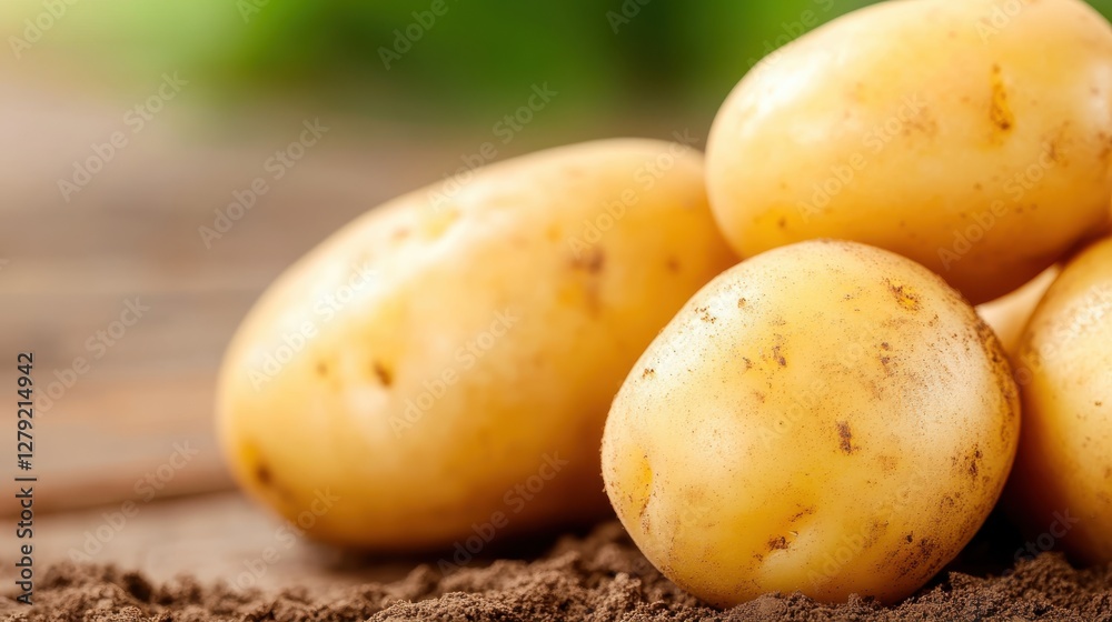 Harvesting organic yellow potatoes from rich, fertile soil Harvesting organic yellow potatoes from rich, fertile soil